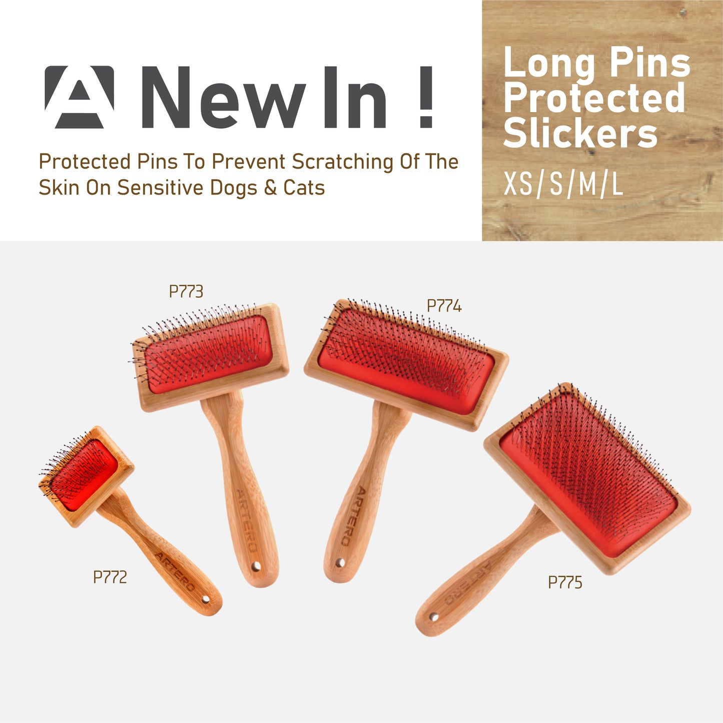 Protected Pin Bamboo Slicker Long Pins NATURE COLLECTION