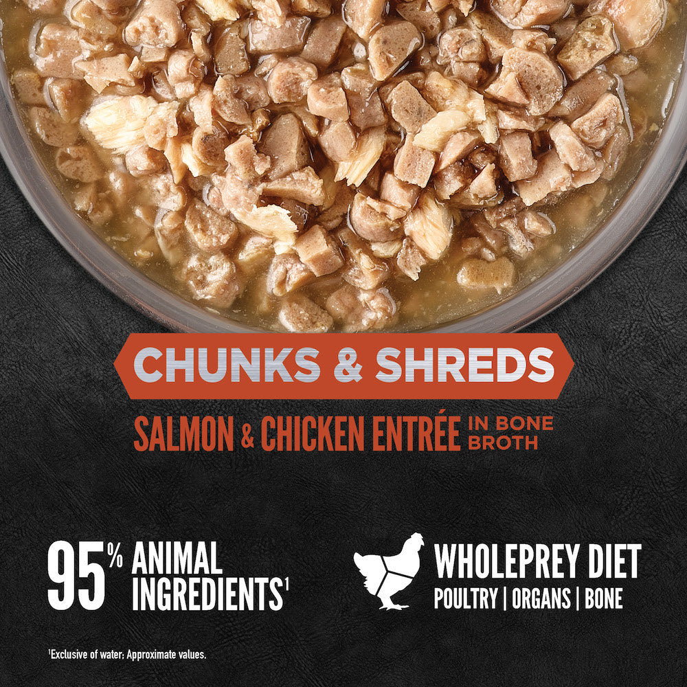 ORIJEN Chunks & Shreds, Salmon & Chicken Entrée
