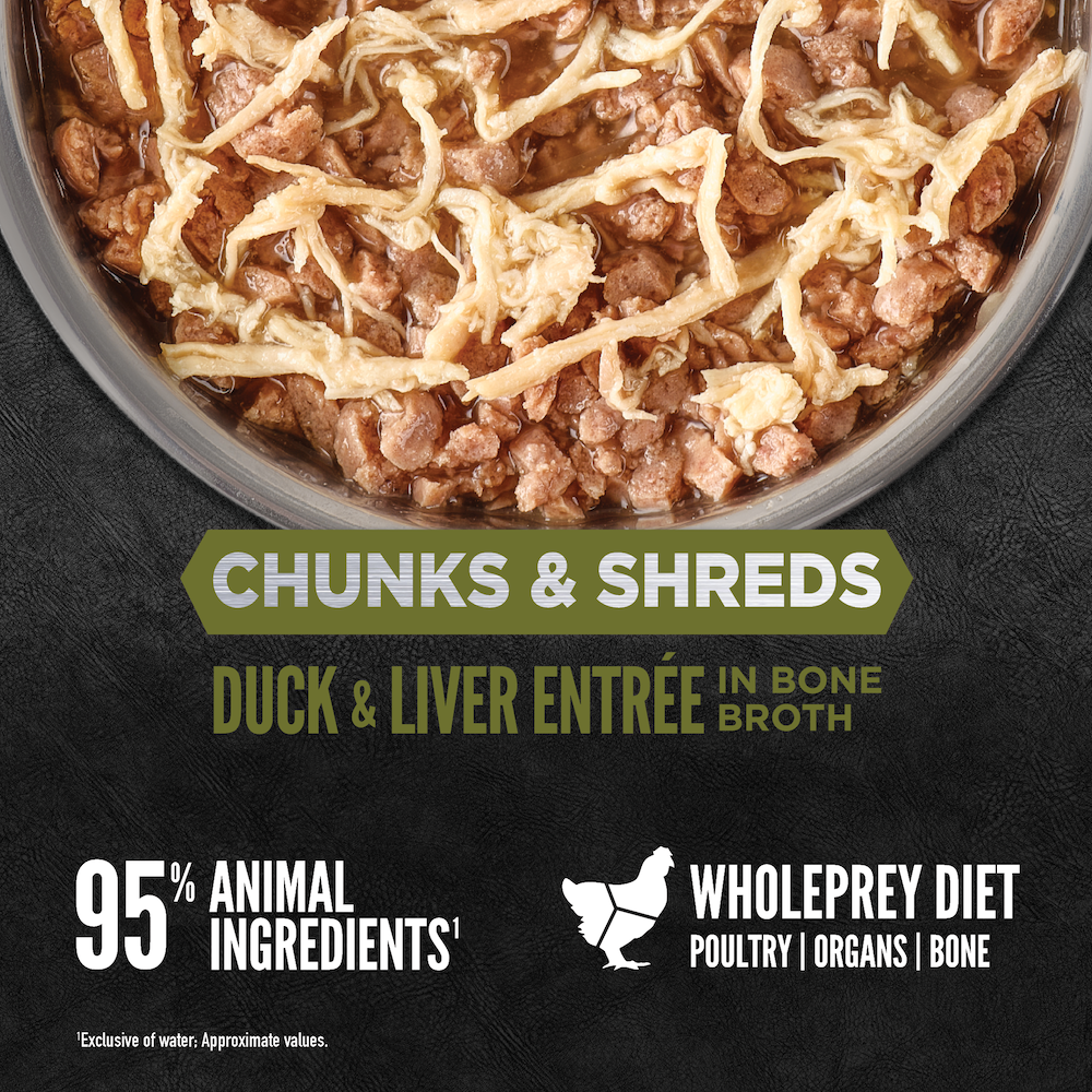 ORIJEN Chunks & Shreds, Duck & Liver Entrée