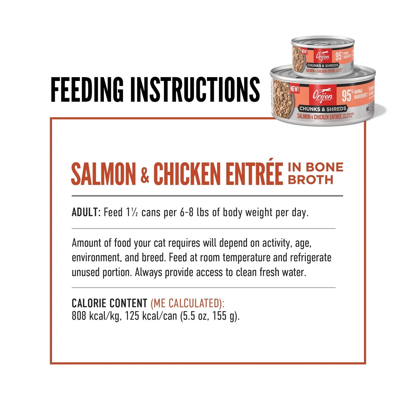 ORIJEN Chunks & Shreds, Salmon & Chicken Entrée