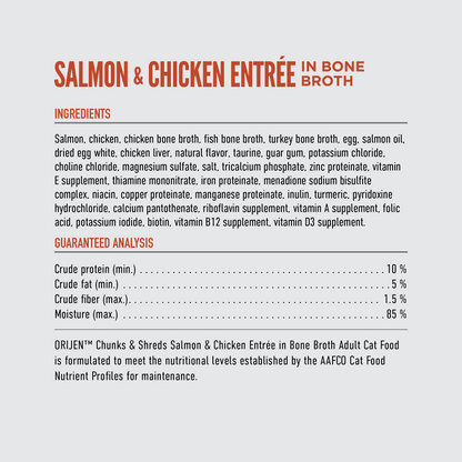 ORIJEN Chunks & Shreds, Salmon & Chicken Entrée