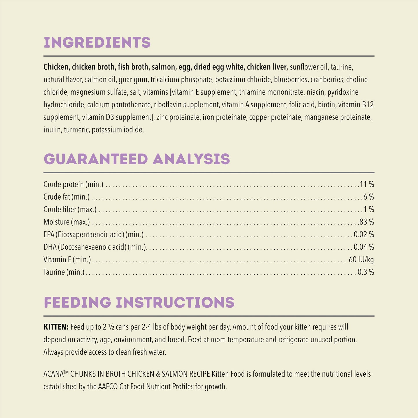 ACANA Chunks in Broth Kitten Chicken & Salmon Recipe