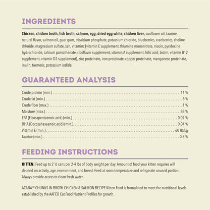 ACANA Chunks in Broth Kitten Chicken & Salmon Recipe