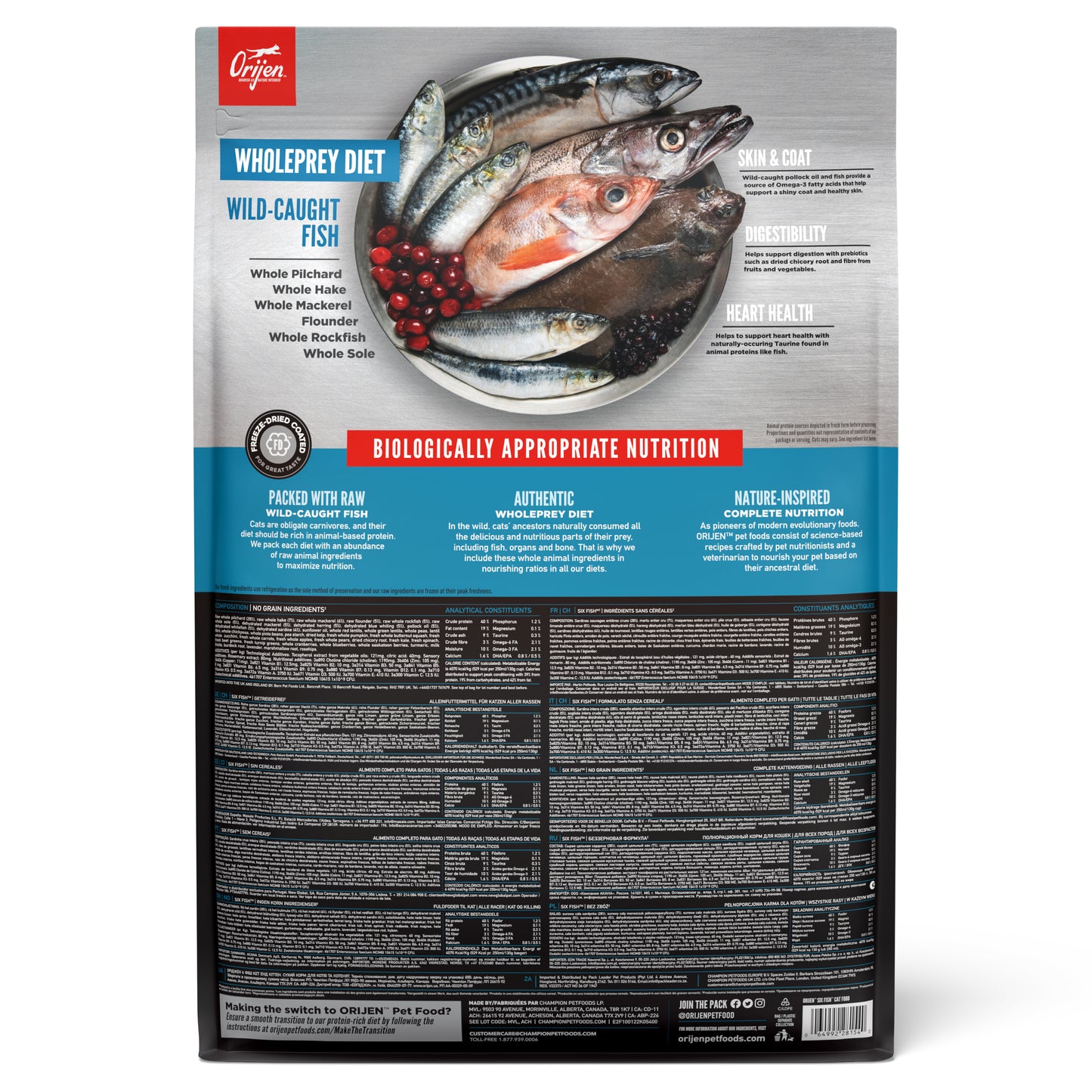TriplePLAY ORIJEN Six Fish Cat Food 5.4kg x 3