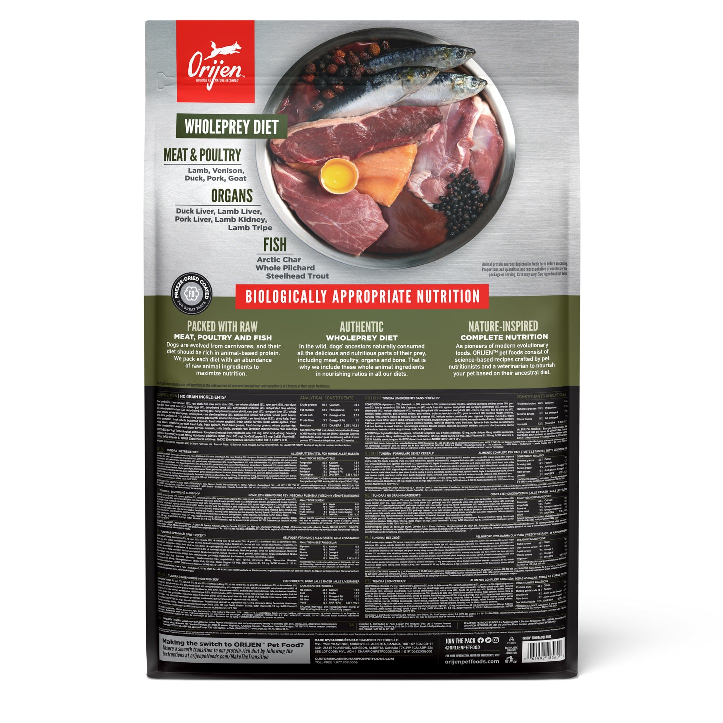 TriplePLAY ORIJEN Tundra Dog Food 2kg x 3