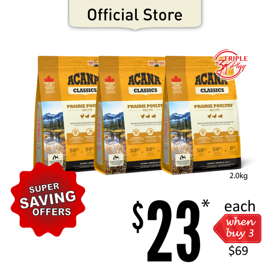 TriplePLAY ACANA Prairie Poultry Dog Food 2kg