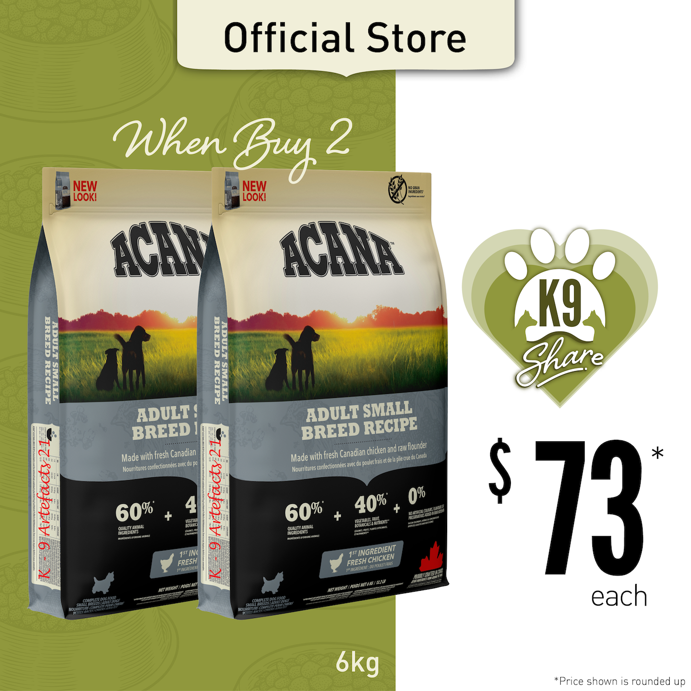 K9SHARE ACANA Freeze-Dried Coated Adult Small Breed Dog Food