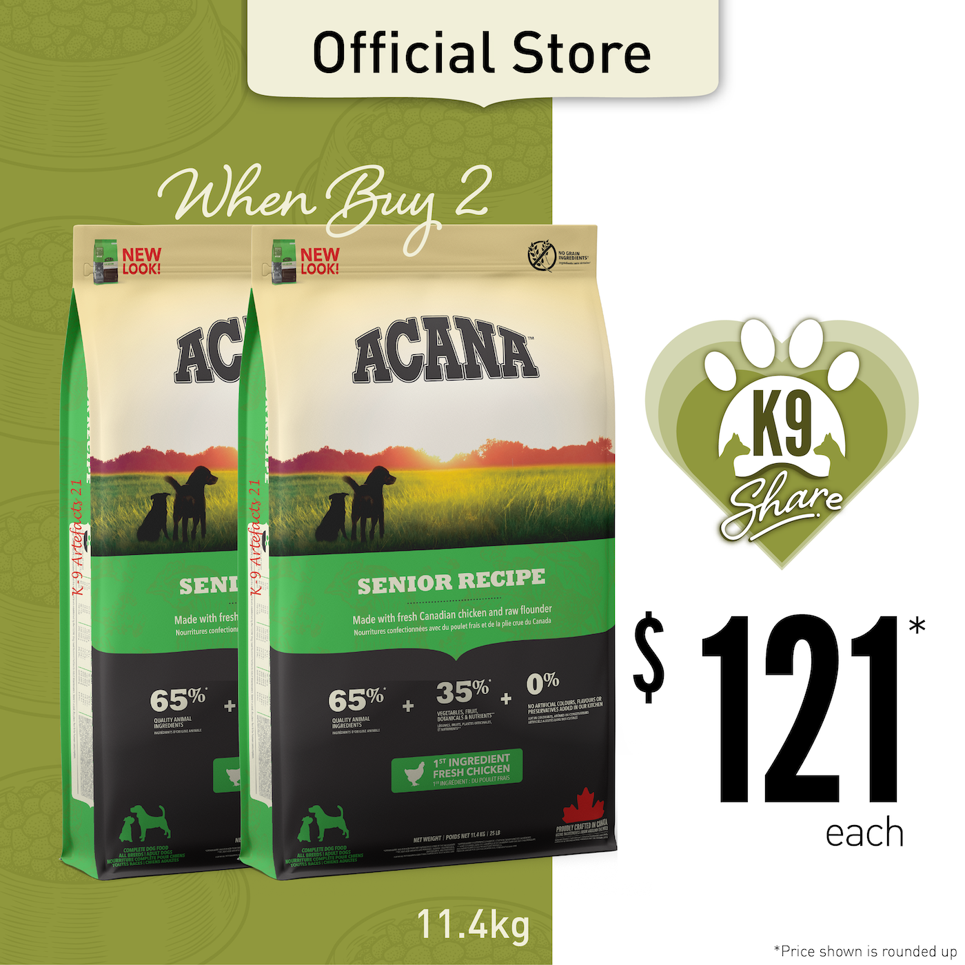 K9SHARE ACANA Freeze-Dried Coated Senior Dog Food
