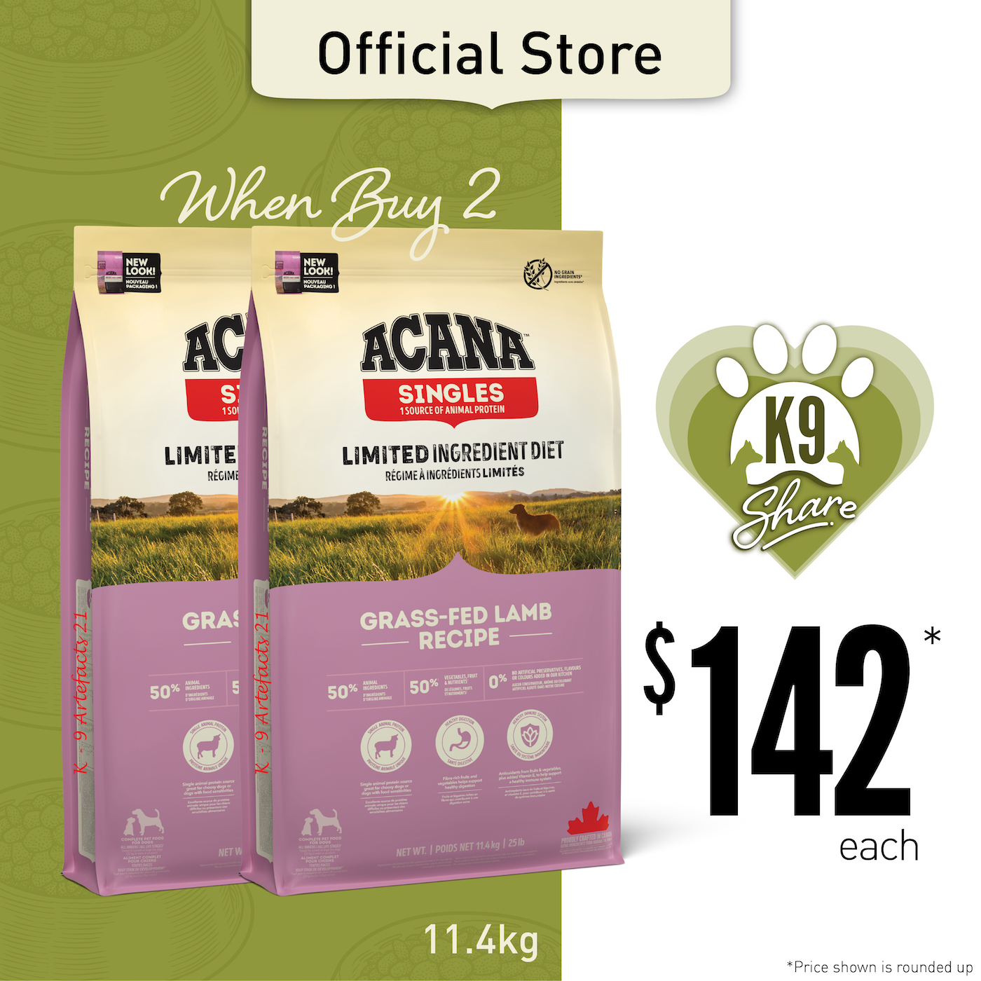 K9SHARE ACANA Grass-Fed Lamb Dog Food