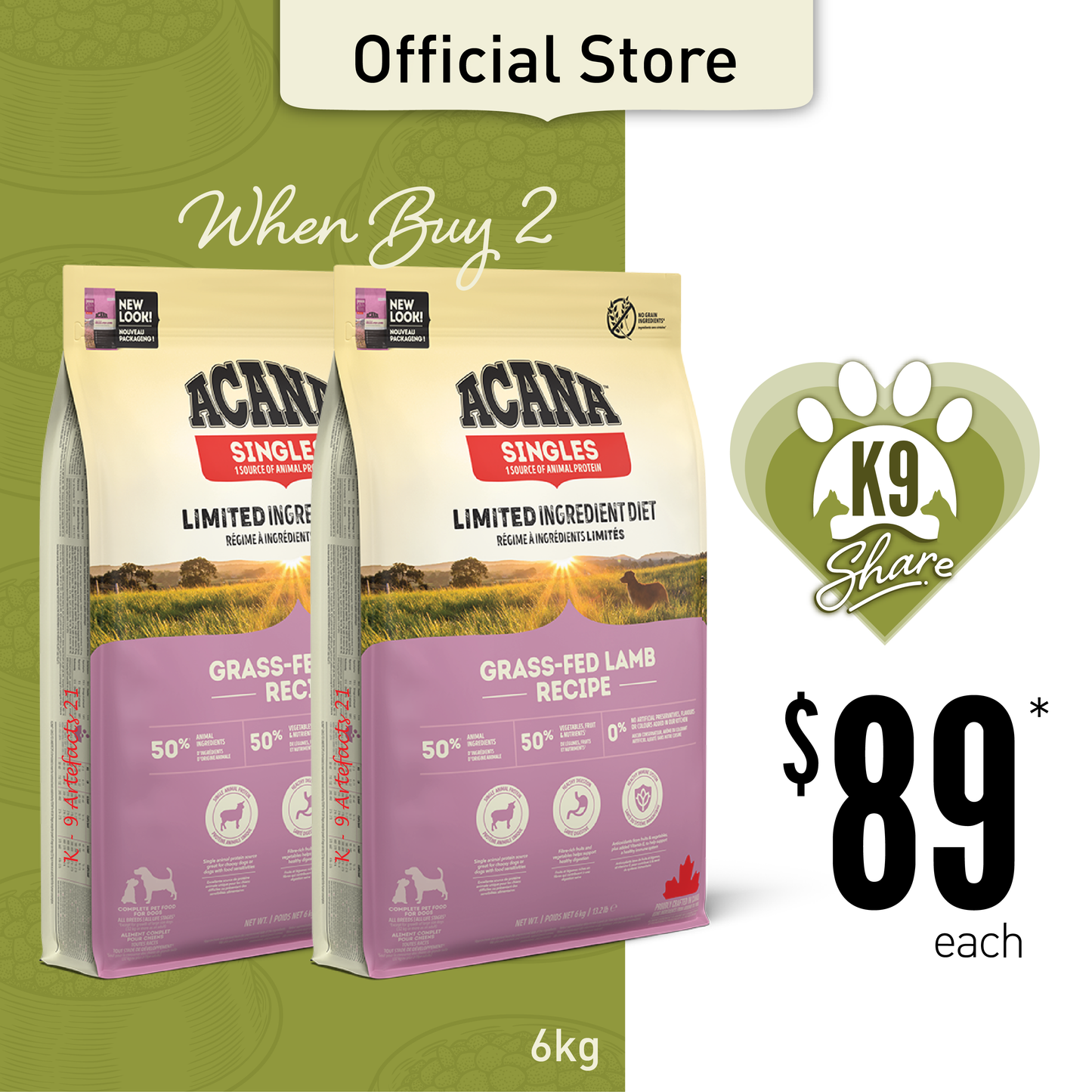 K9SHARE ACANA Grass-Fed Lamb Dog Food