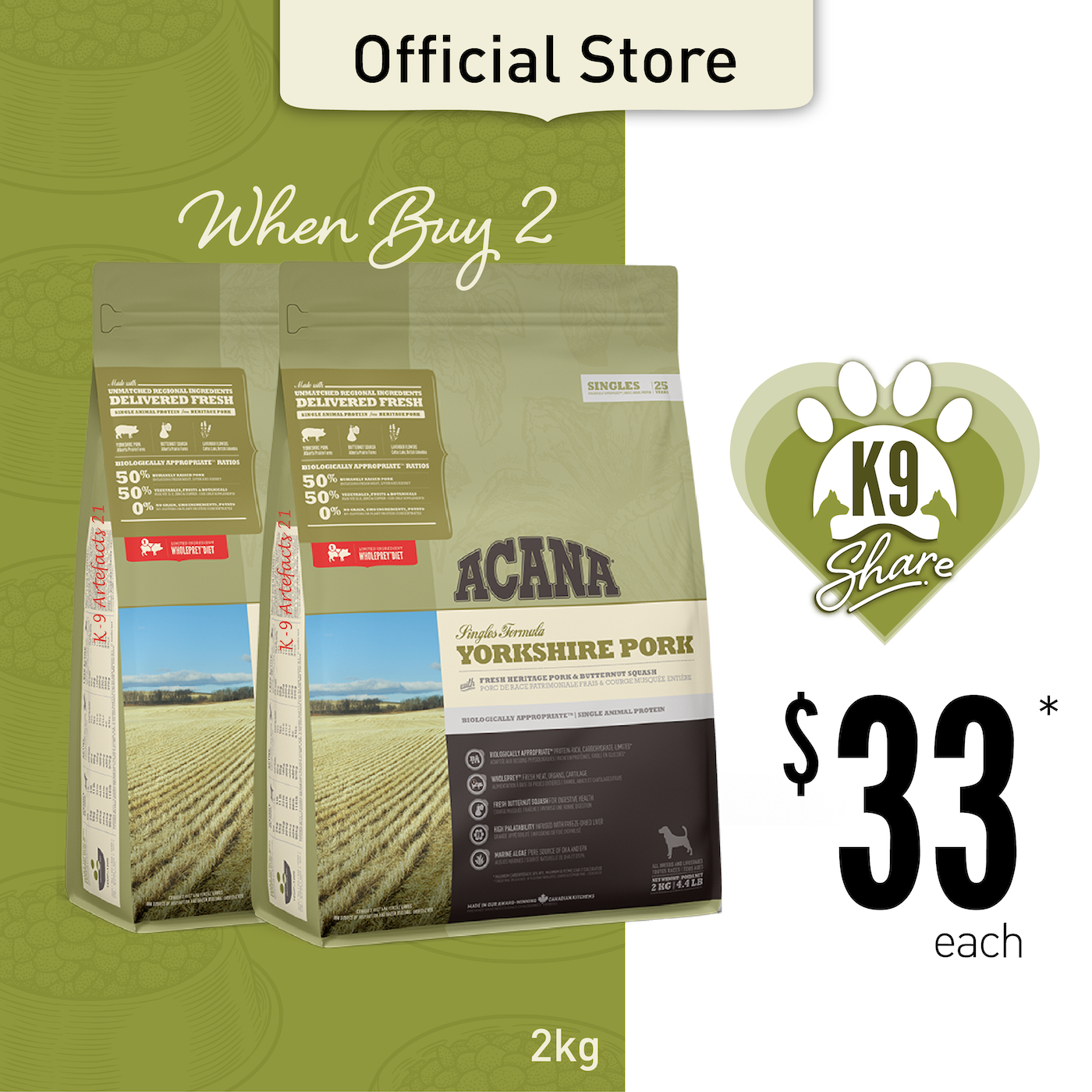 K9SHARE ACANA Yorkshire Pork Dog Food