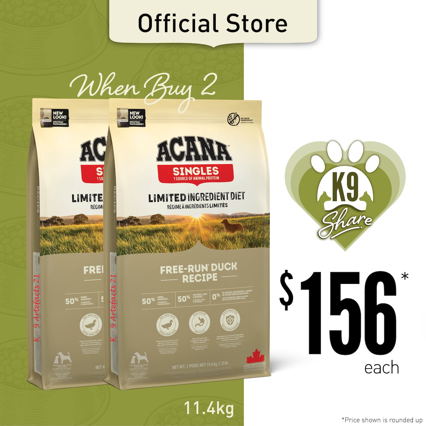 K9SHARE ACANA Free-Run Duck Dog Food