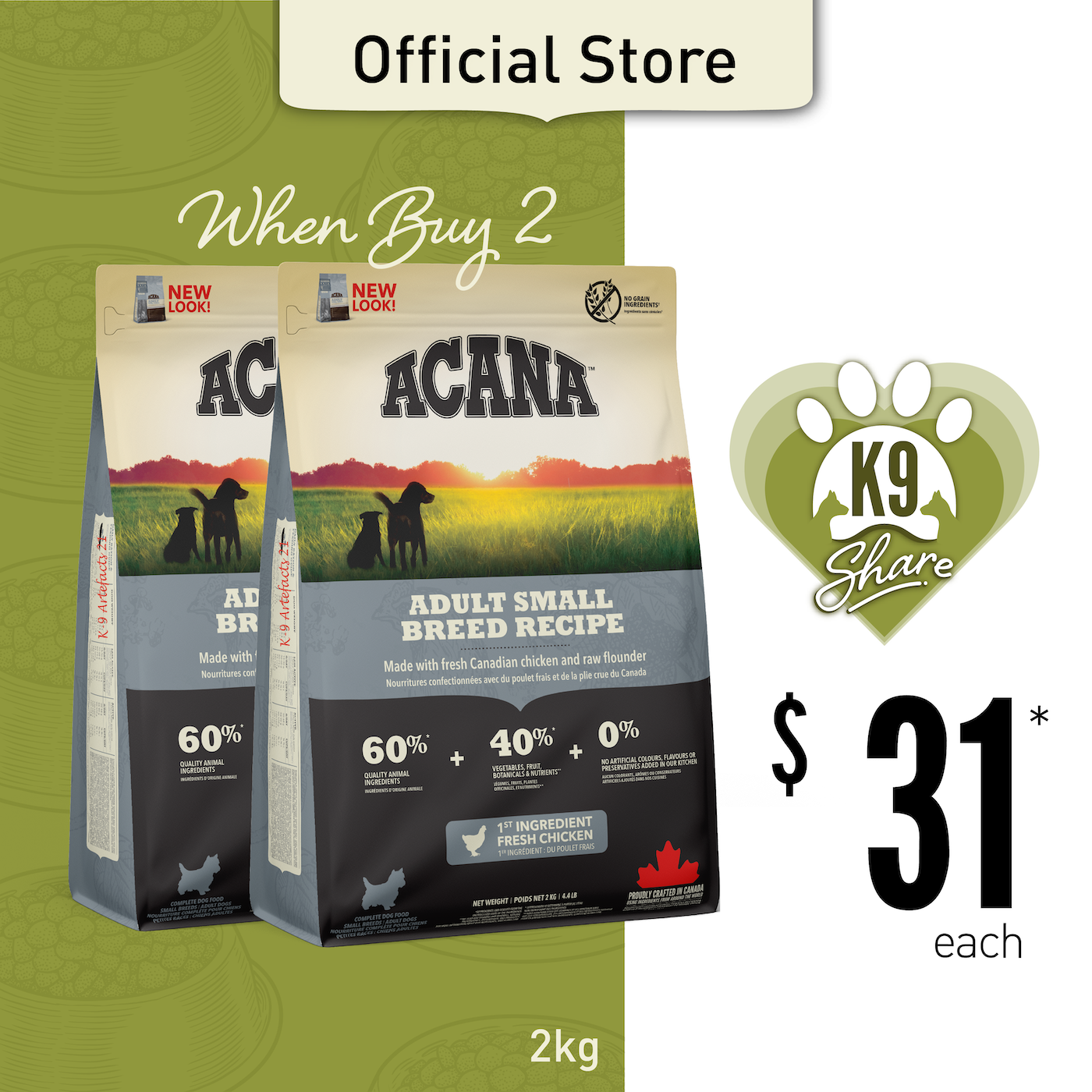 K9SHARE ACANA Freeze-Dried Coated Adult Small Breed Dog Food