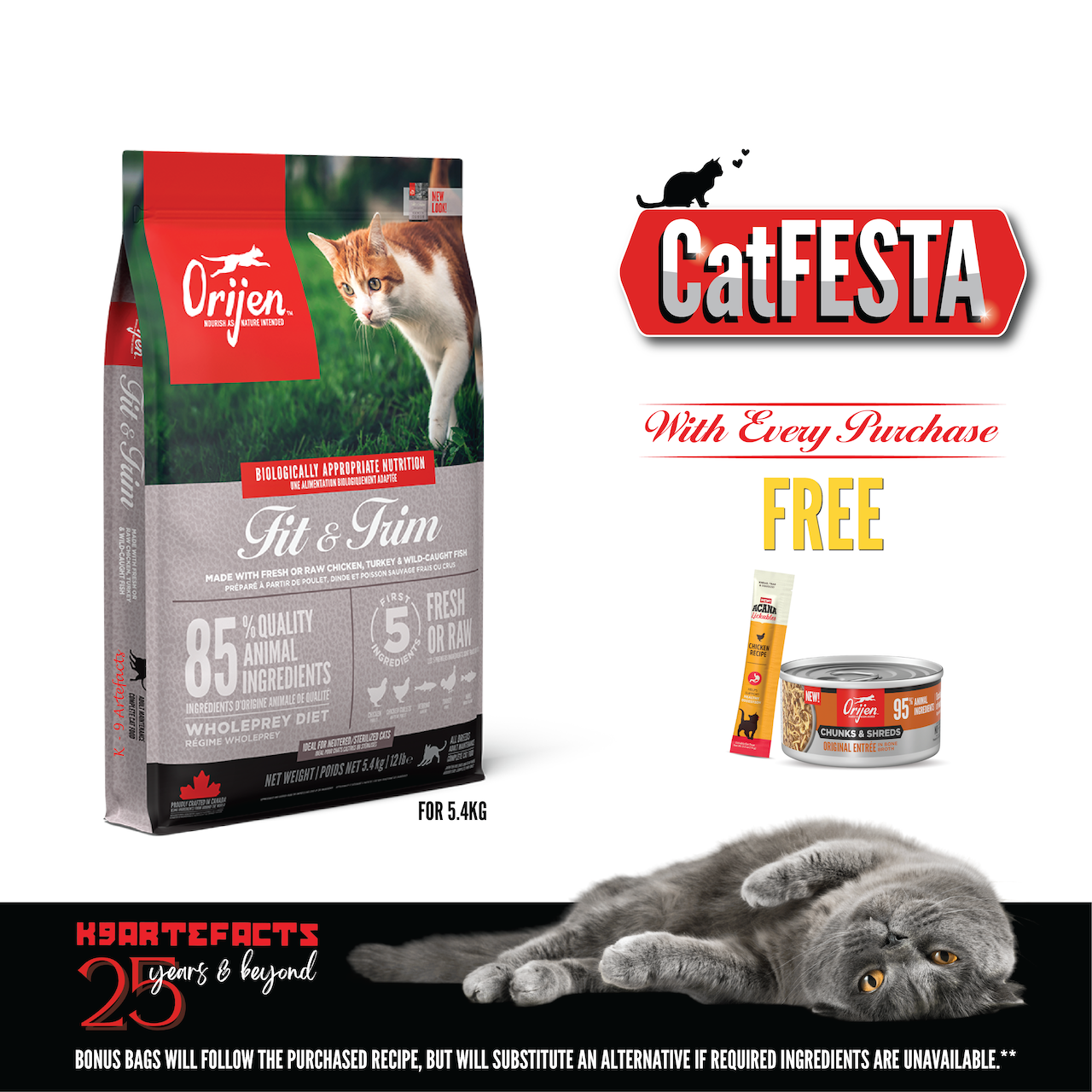 CatFESTA ORIJEN Freeze-Dried Infused Fit & Trim Cat Food