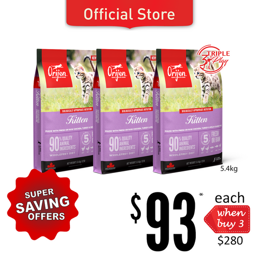 TriplePLAY ORIJEN Freeze-Dried Infused Kitten 5.4kg x 3