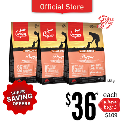 TriplePLAY ORIJEN Freeze-Dried Infused Puppy Small Breed Dog Food