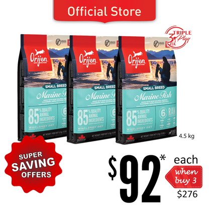TriplePLAY ORIJEN Freeze-Dried Infused Small Breed Marine Fish 4.5kg