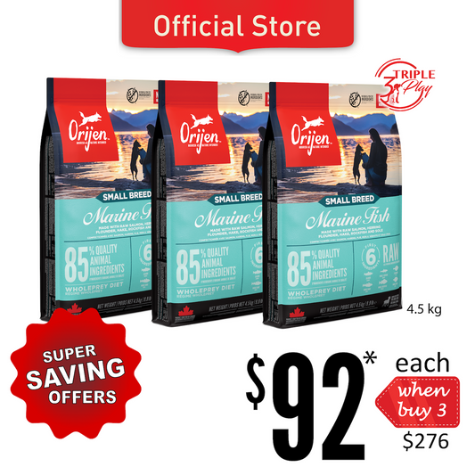 TriplePLAY ORIJEN Freeze-Dried Infused Small Breed Marine Fish 4.5kg