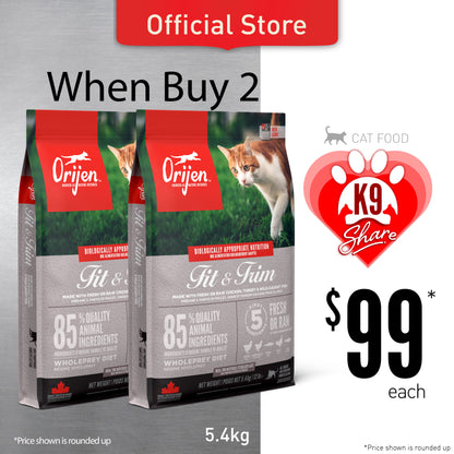 K9SHARE ORIJEN Freeze-Dried Infused Fit & Trim Cat  exp : Nov 26
