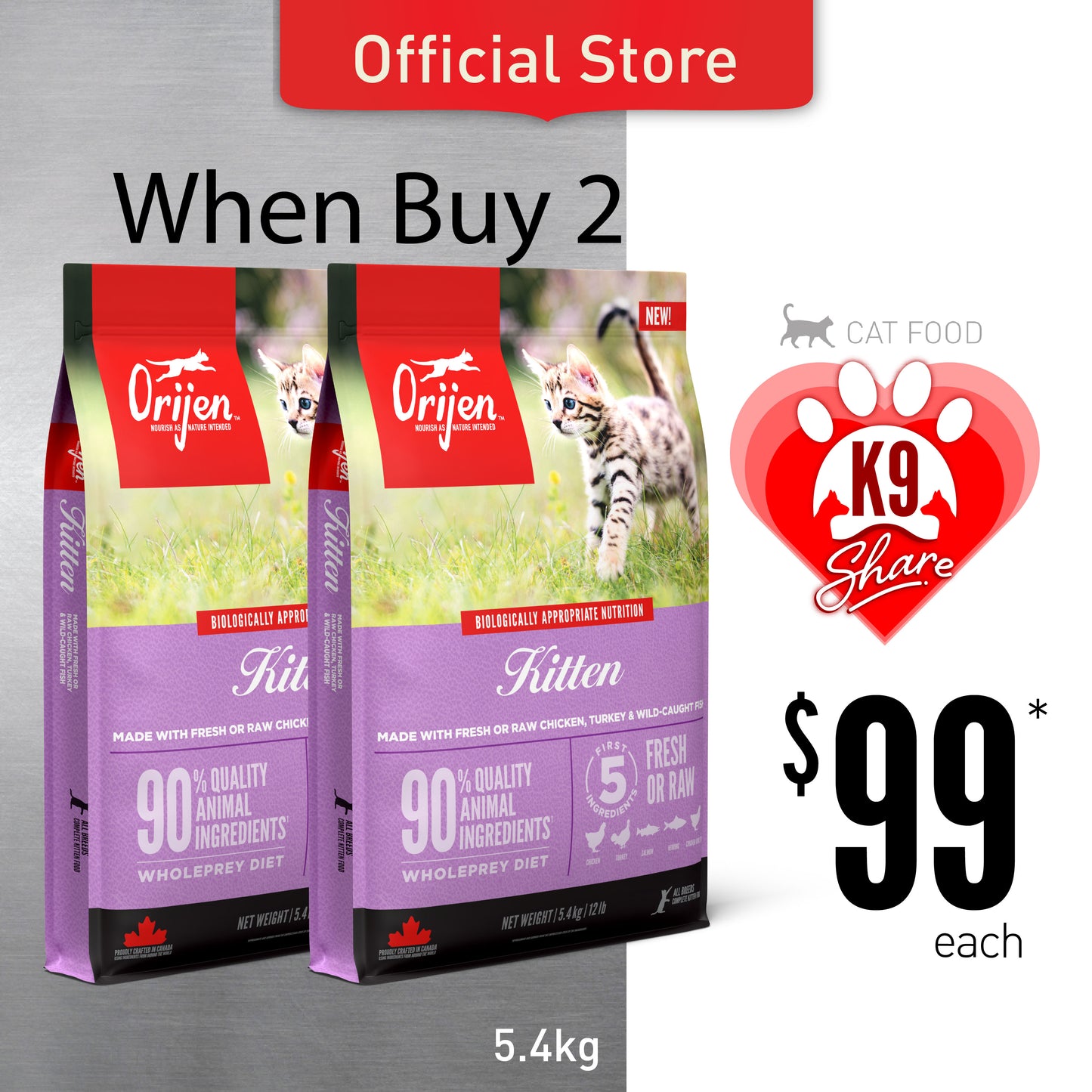 K9SHARE ORIJEN Freeze-Dried Infused Kitten