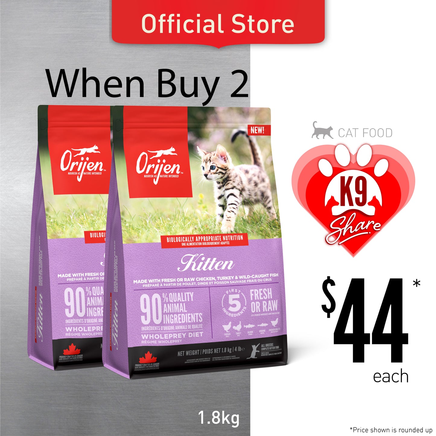 K9SHARE ORIJEN Freeze-Dried Infused Kitten