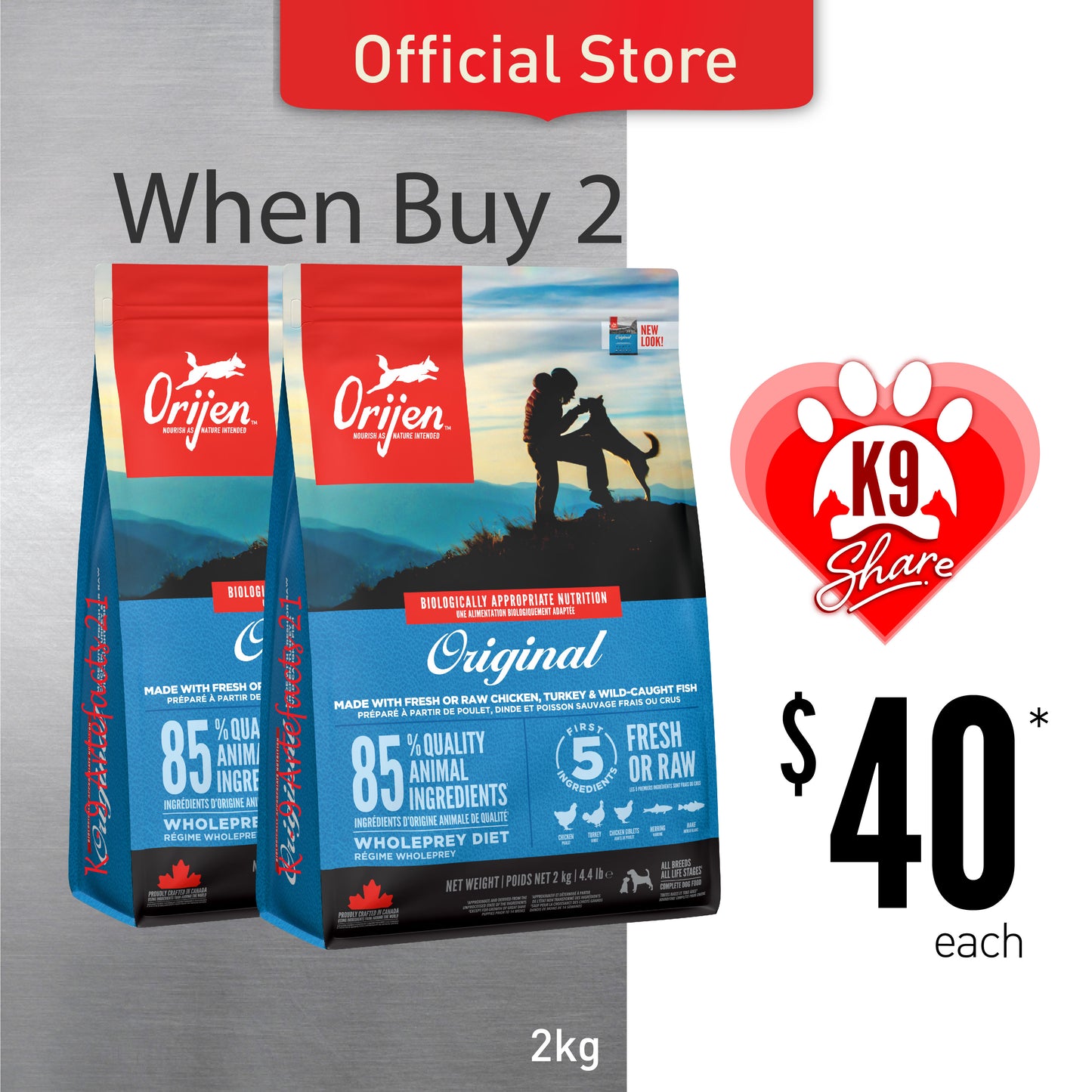 K9SHARE ORIJEN Freeze-Dried Infused Original Dog Food