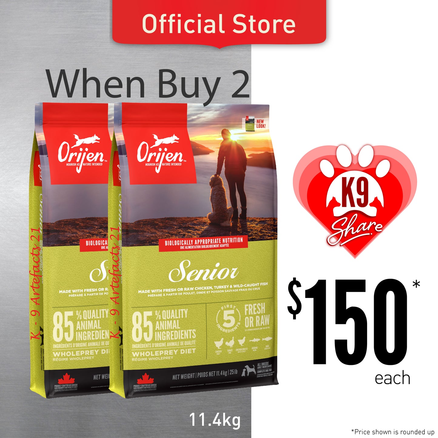 K9SHARE ORIJEN Senior Dog Food