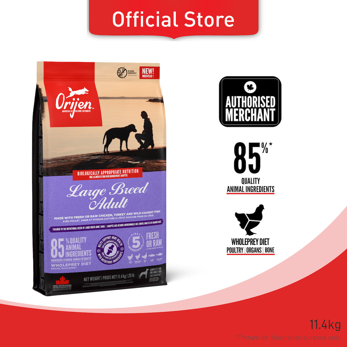 ORIJEN Freeze-Dried Infused Adult Large Breed 11.4kg