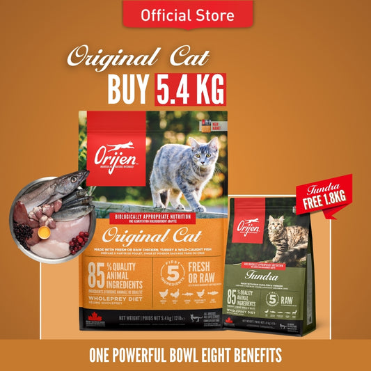 ORIJEN Freeze-Dried Infused Original Cat Food + FREE Tundra Cat 1.8kg