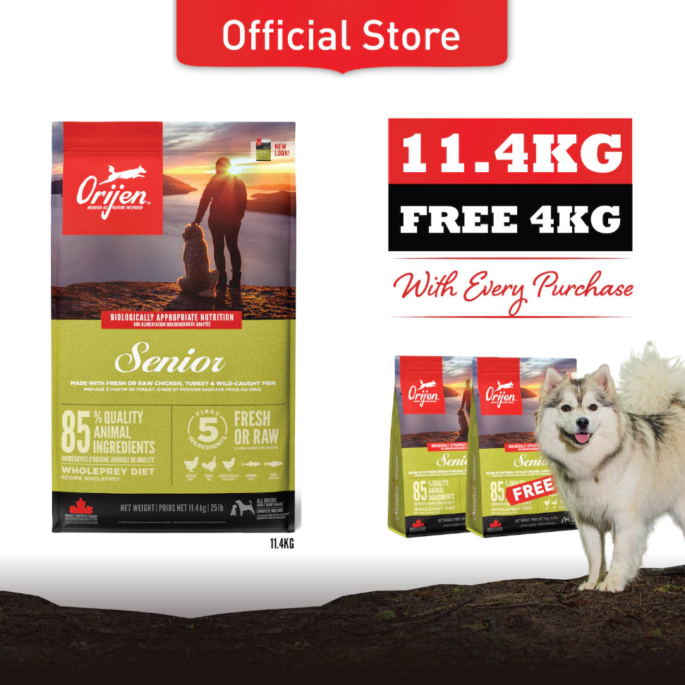 Super Deals! ORIJEN Freeze-Dried Infused Senior Dog 11.4kg + Free 4kg
