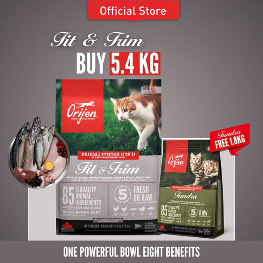 ORIJEN Freeze-Dried Infused Fit & Trim Cat 5.4kg  + FREE Tundra Cat 1.8kg