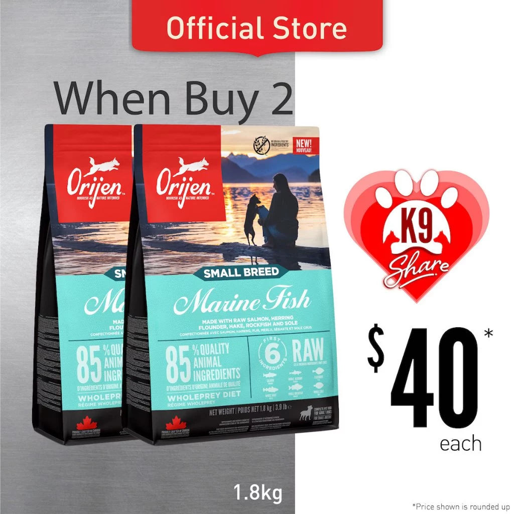 K9SHARE ORIJEN Freeze-Dried Infused Small Breed Marine Fish Dog Food