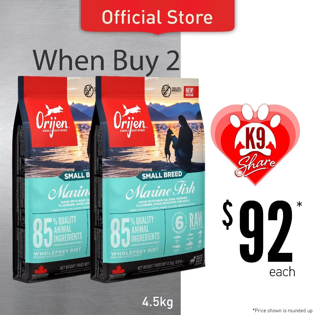 K9SHARE ORIJEN Freeze-Dried Infused Small Breed Marine Fish Dog Food