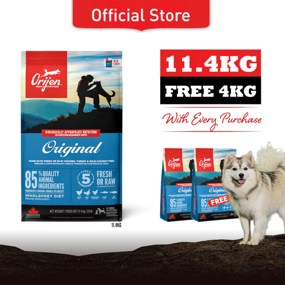 Super Deals! ORIJEN Freeze-Dried Infused Original Dog 11.4kg + Free 4kg