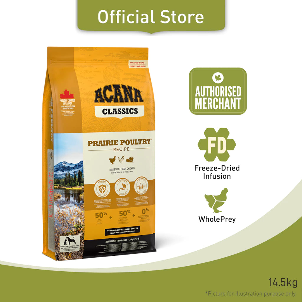 BUY 1 GET 1 FREE ACANA Prairie Poultry Dog Food 14.5kg