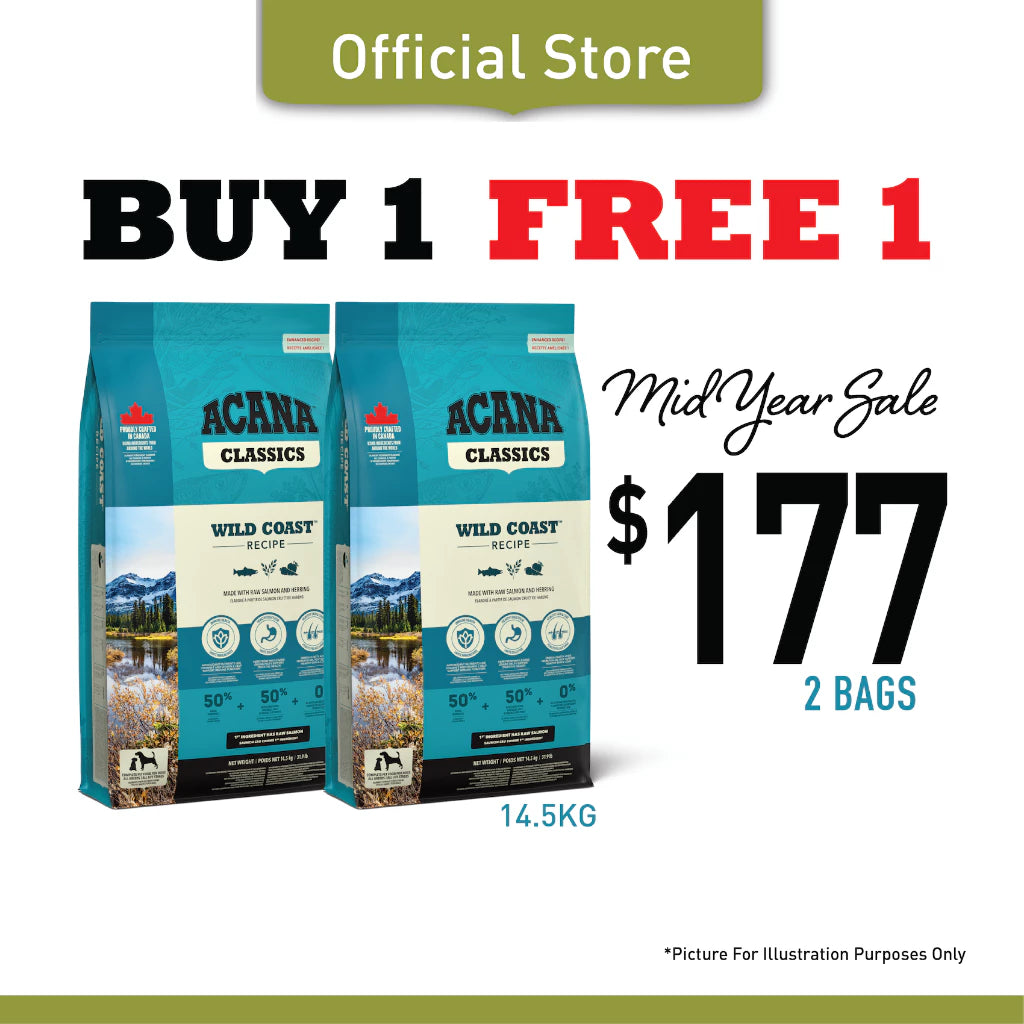 BUY 1 GET 1 FREE ACANA Wild Coast Dog Food 14.5kg