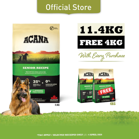 Super Deals! ACANA Freeze-Dried Coated Senior Dog 11.4kg + Free 4kg