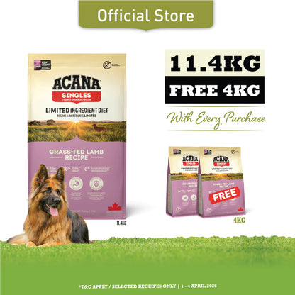 Super Deals! ACANA Freeze-Dried Infused Grass-Fed Lamb 11.4kg + Free 4kg