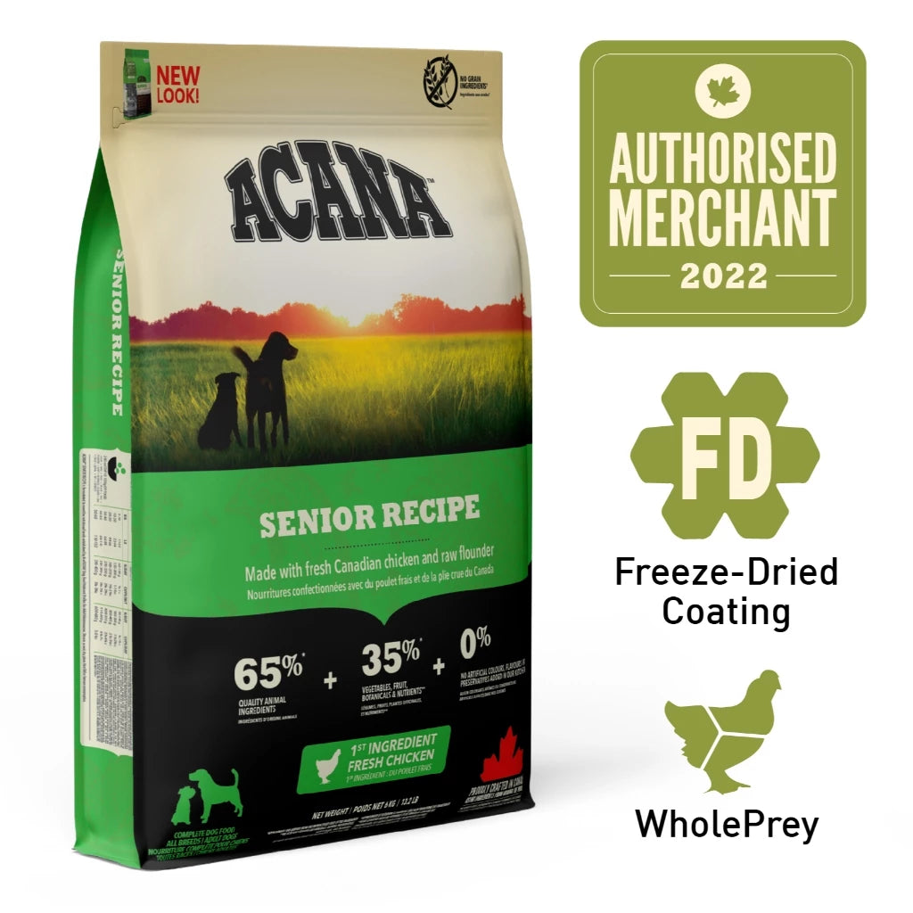 Super Deals! ACANA Freeze-Dried Coated Senior Dog 11.4kg + Free 4kg