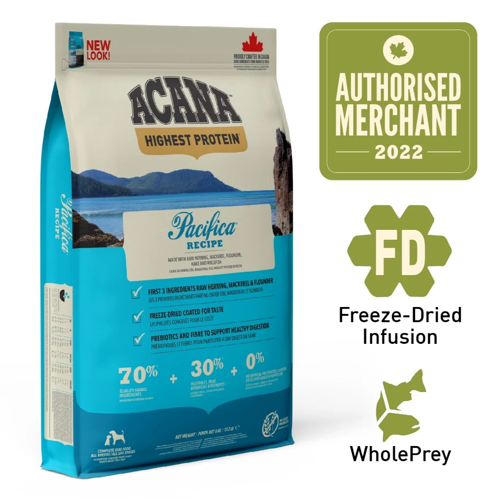 Super Deals! ACANA Freeze-Dried Infused Pacifica Dog 11.4kg + Free 4kg