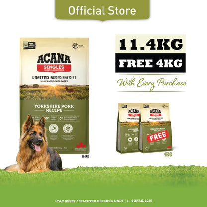 Super Deals! ACANA Freeze-Dried Infused Yorkshire Pork 11.4kg + 4kg