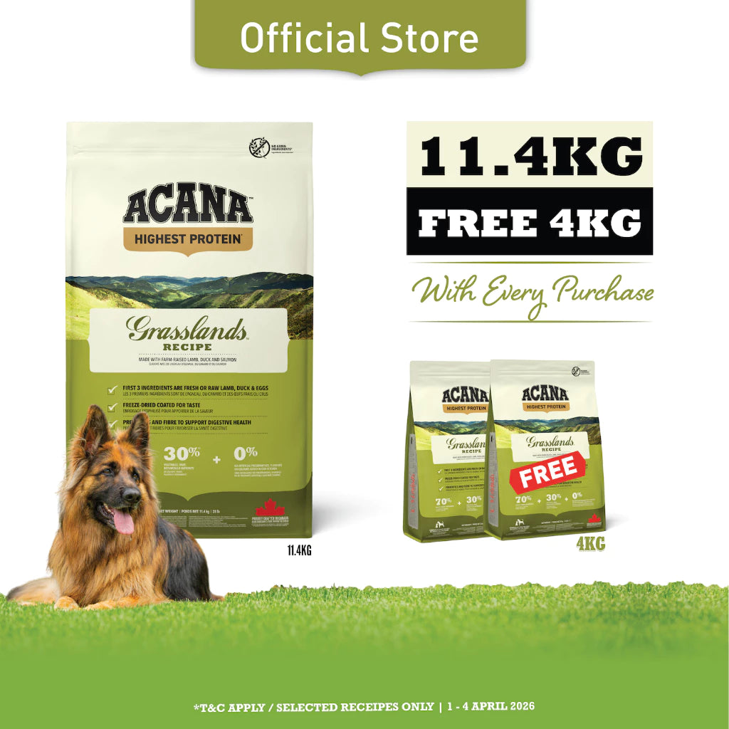 Super Deals! ACANA Freeze-Dried Infused Grasslands Dog 11.4kg + Free 4kg